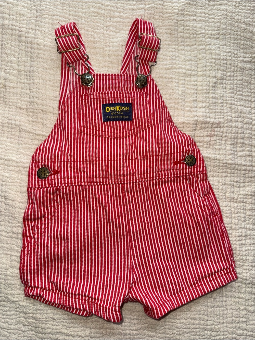 Vintage OshKosh B'gosh Red and White Striped Short Overalls